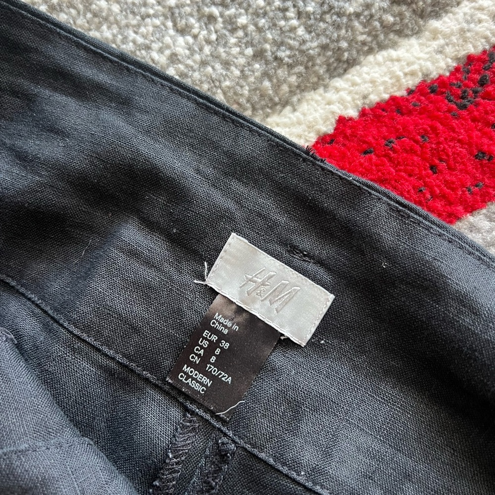 H&M Black Wide Leg Linen Pants - Picture 2 of 4